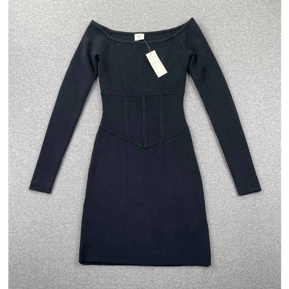 Abercrombie & Fitch Dress Small Tall Black Off-The-Shoulder Corset Mini Knit